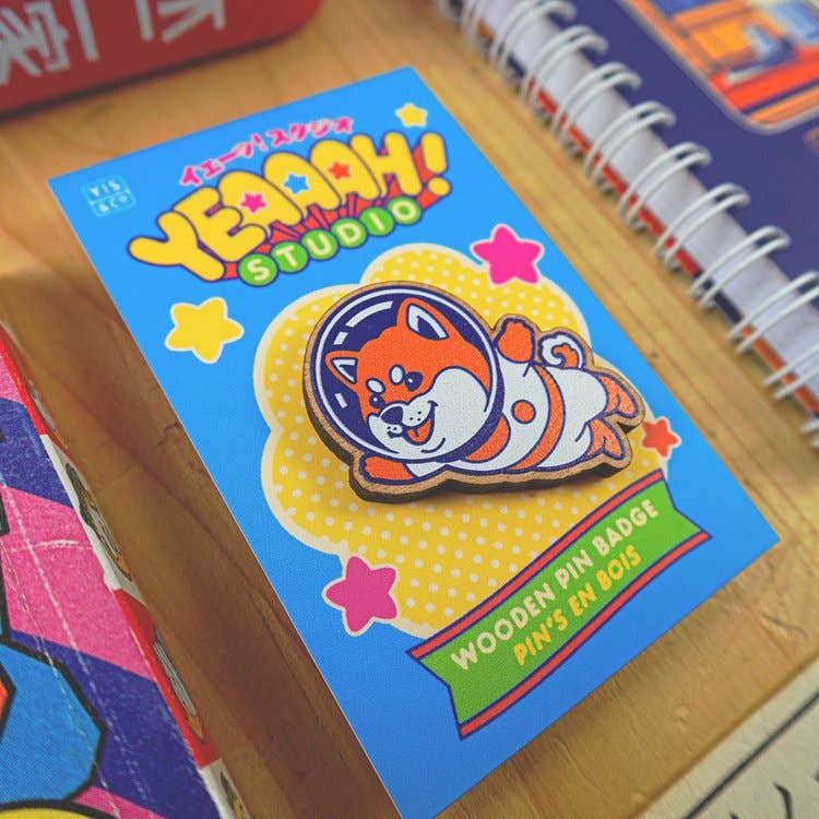 Space Shiba Wooden Pin