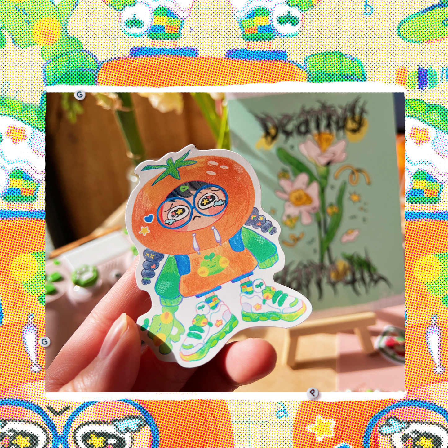 Sad Orange Juice Gorl Sticker