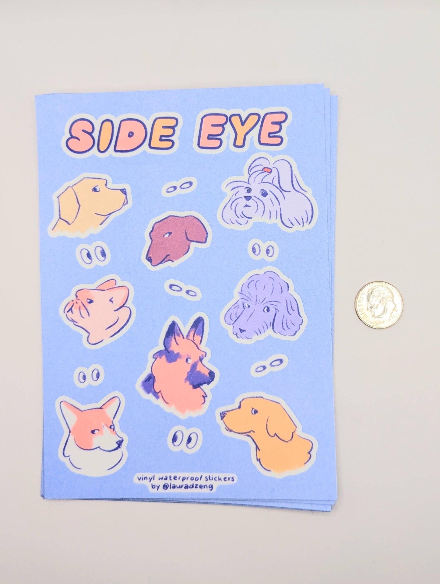 Judgmental Dog Side Eye Waterproof Vinyl Sticker Sheet