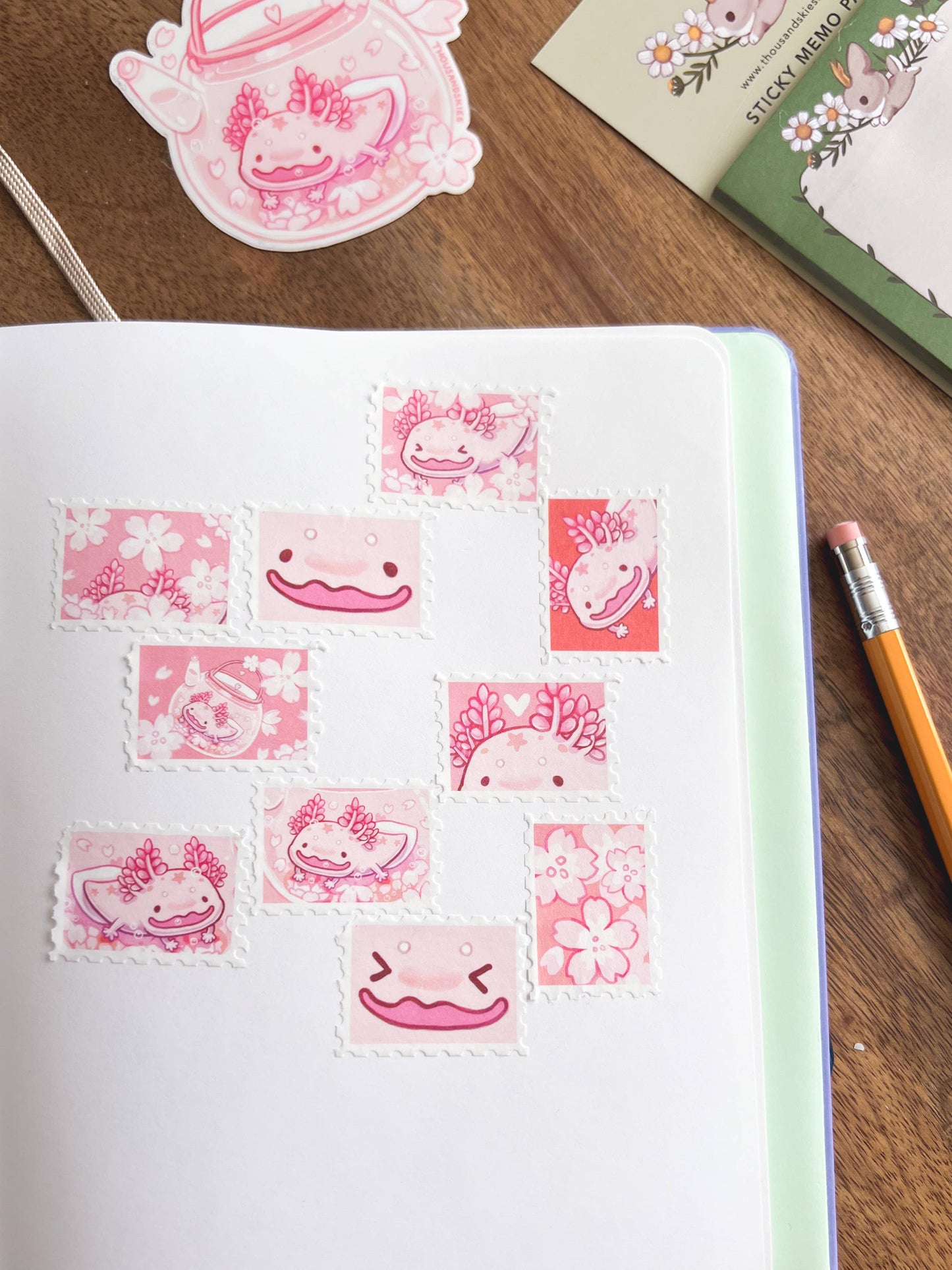 Cherry Blossom Axolotl Stamp Washi Tape