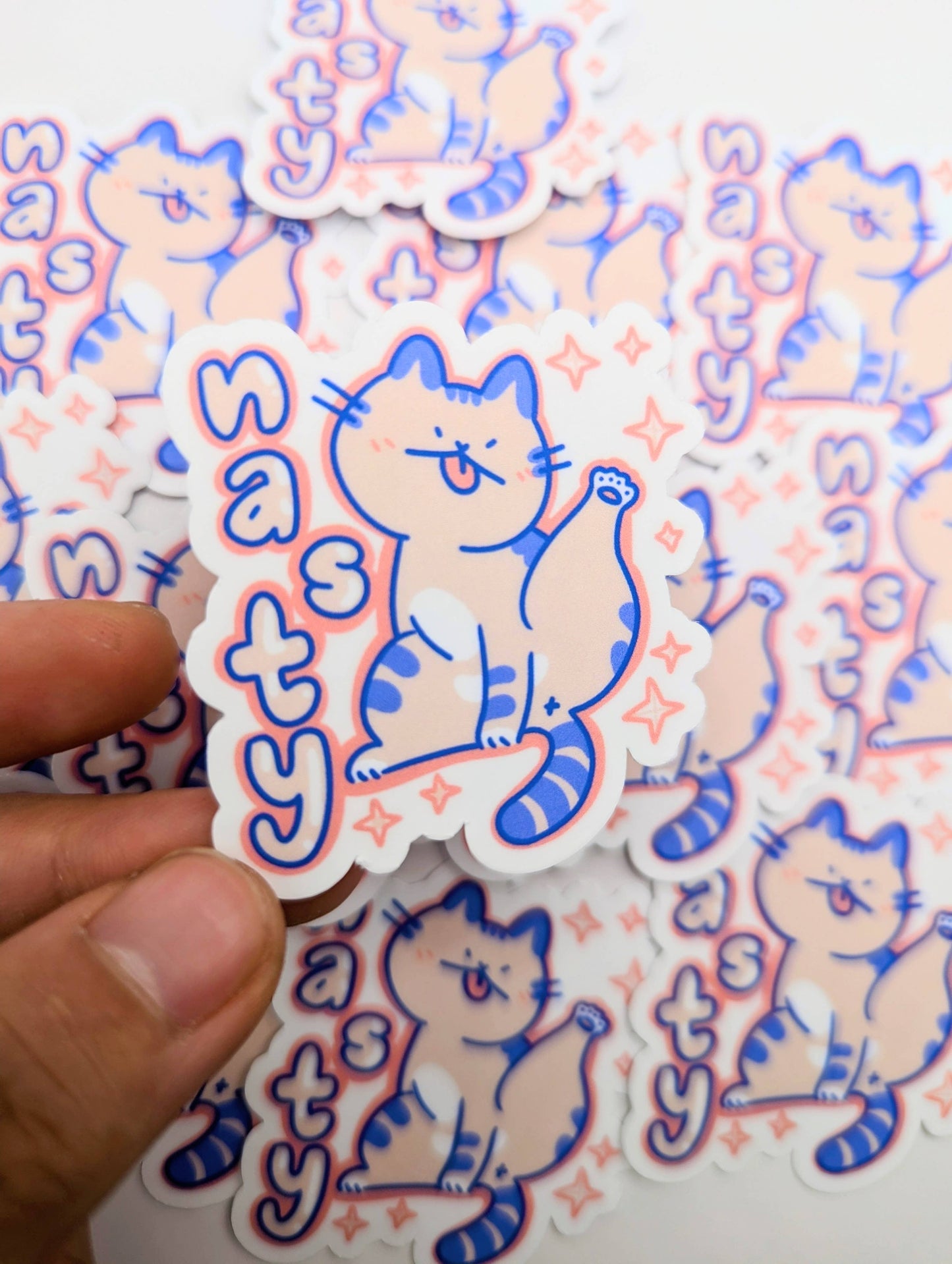 Nasty Funny Cute Cat Vinyl Sticker