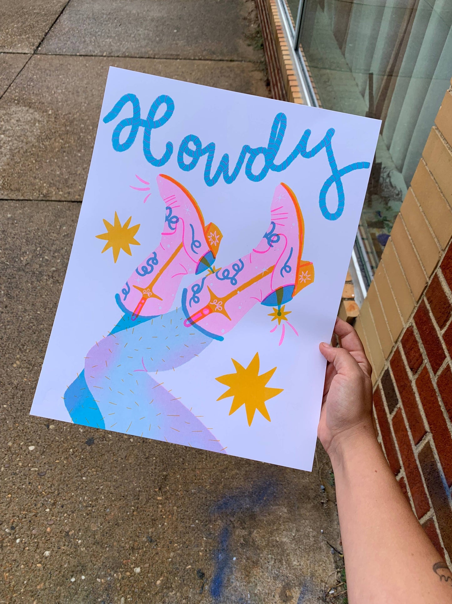 Howdy Risograph Art Print 11 x 14 Inch