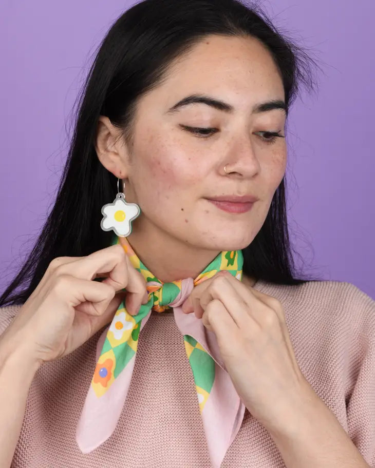 Acrylic Fried Egg Hoop Earrings