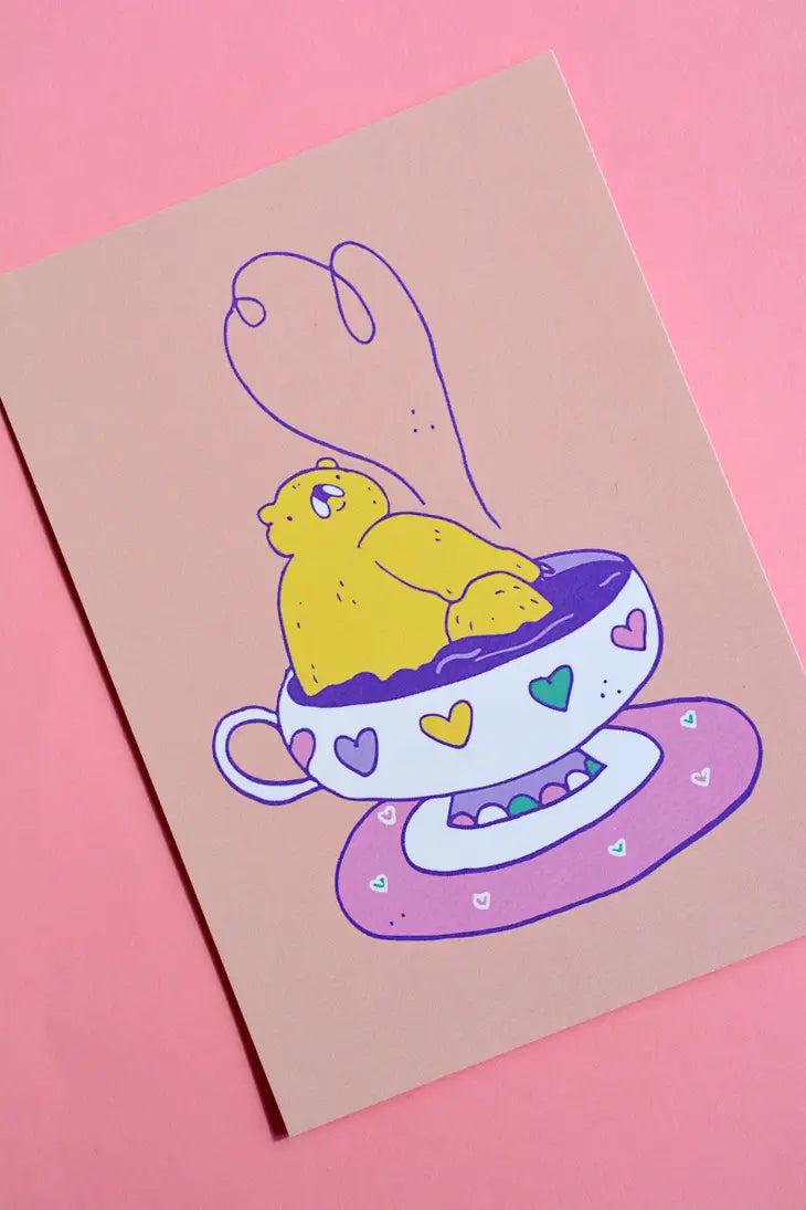 Fancy Bear Tea Card A6 Print