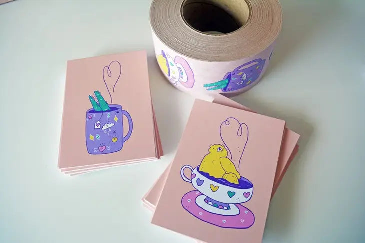 Fancy Crocodile Tea Card A6 Print