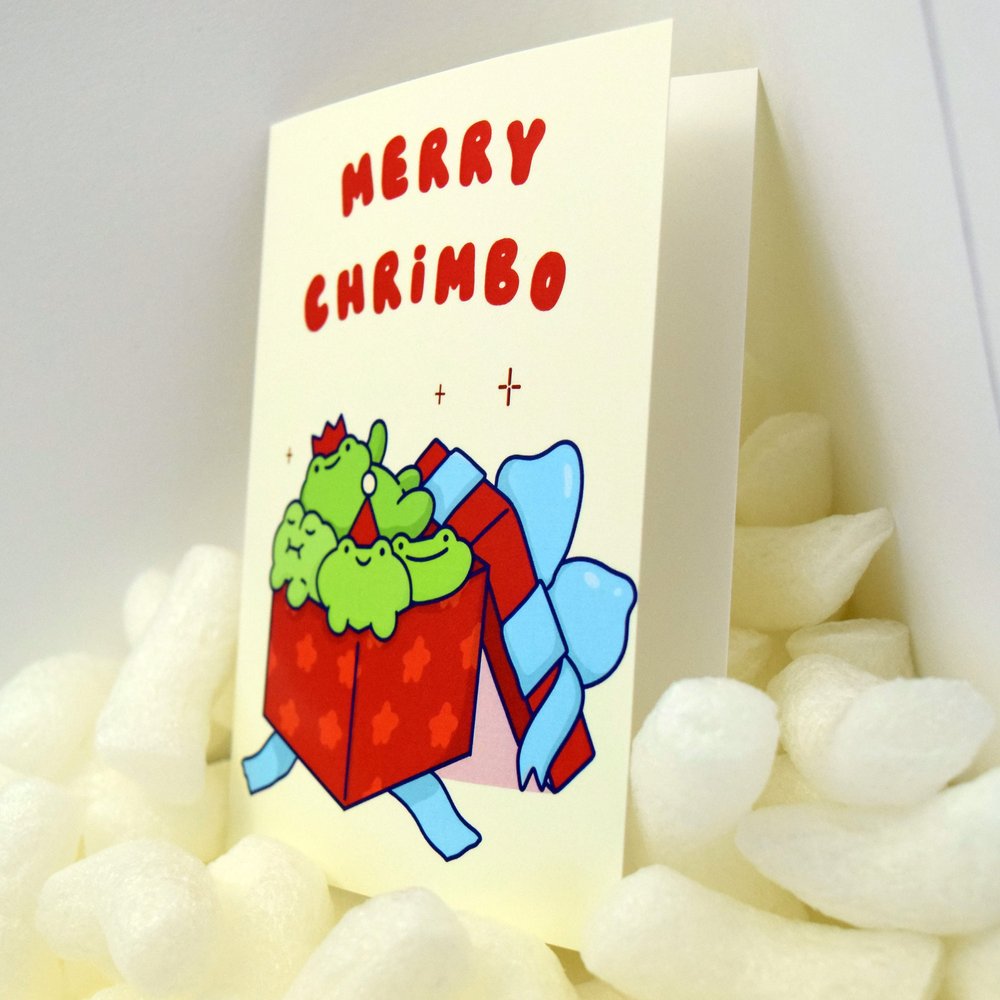 Merry Chrimbo Froggy Present Greeting Card