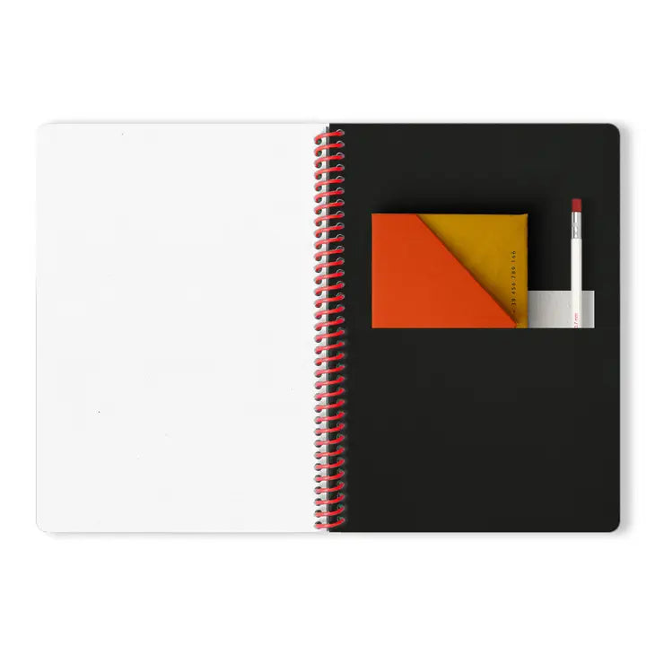 Red Spiral Notebook Geometric Lines