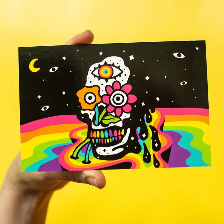 Rainbow Skull Postcard