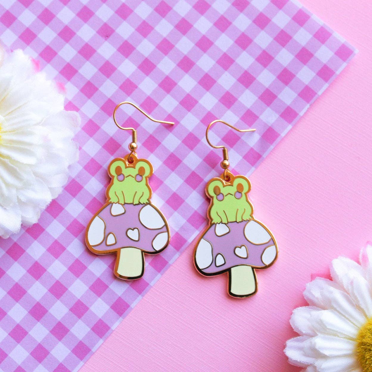 Mushroom Frog Earrings