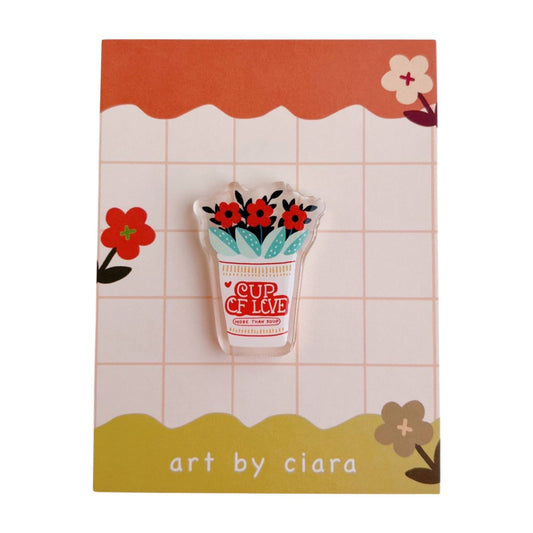 Cup of Love Noodles Acrylic Pin
