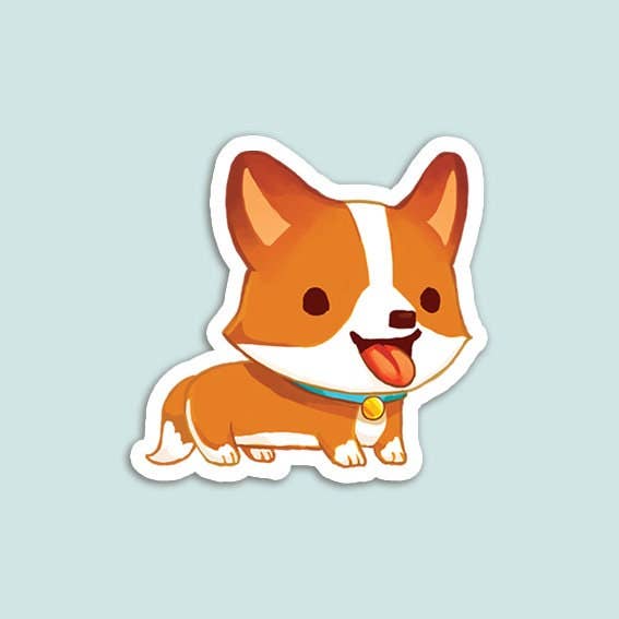 Red Cardigan Corgi Vinyl Sticker