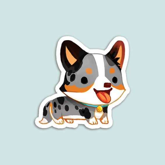 Blue Merle Cardigan Corgi Vinyl Sticker