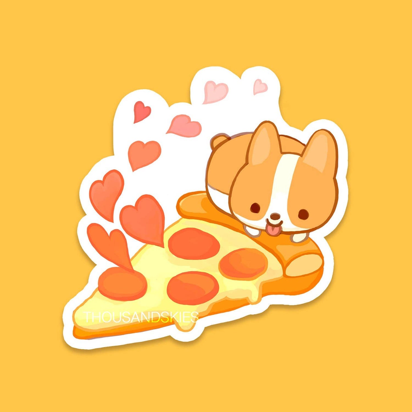 Pizza Lover Corgi Vinyl Sticker