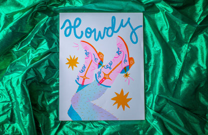 Howdy Risograph Art Print 11 x 14 Inch