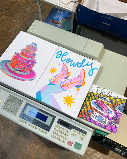 Howdy Risograph Art Print 11 x 14 Inch