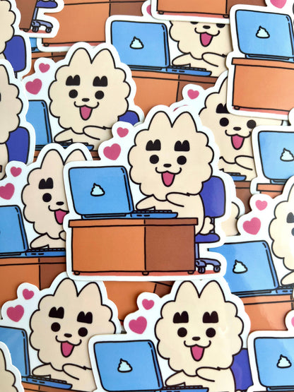 Vinyl sticker "Croissant - computer"