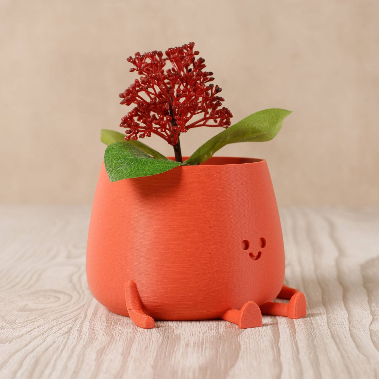 Happy Pot Planter Matte Red Brick