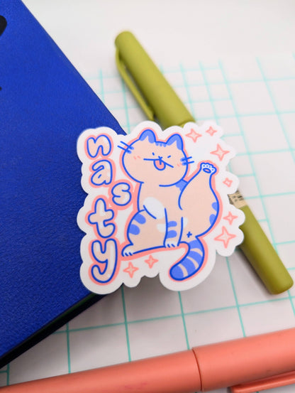 Nasty Funny Cute Cat Vinyl Sticker