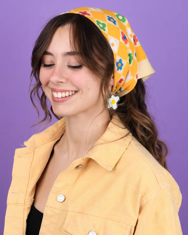 Acrylic Fried Egg Hoop Earrings