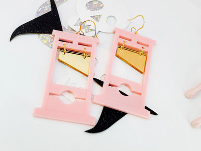 Pink Guillotine Earrings