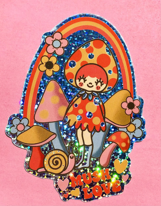 Mush Love Glitter Sticker