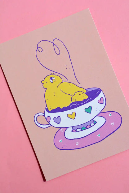 Fancy Bear Tea Card A6 Print
