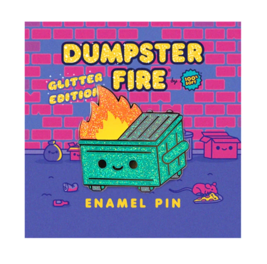 Lil Dumpster Fire Glitter Enamel Pin