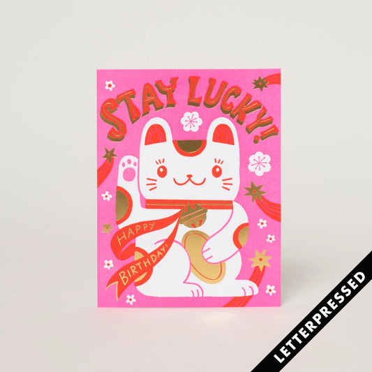Stay Lucky Cat Greeting Card