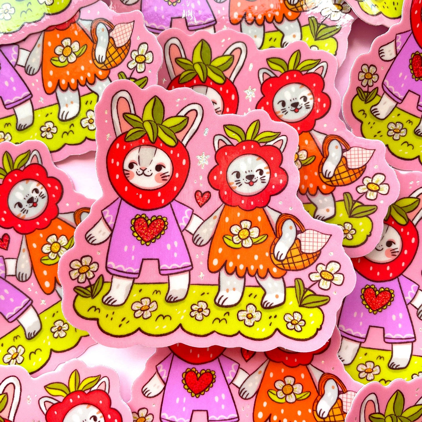 Strawberry Friends Shimmery Sticker