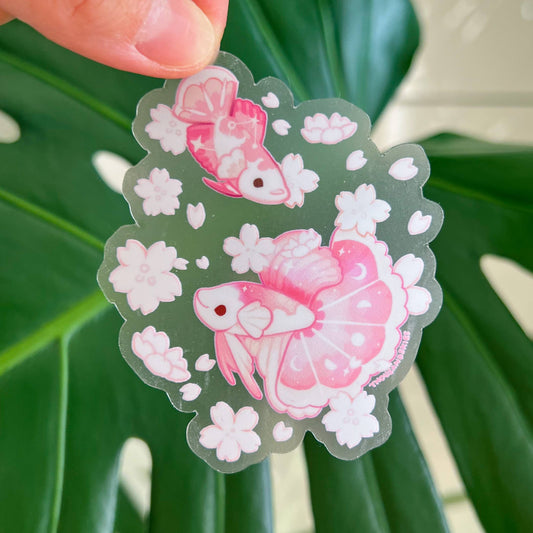 Sakura Half Moon Betta Transparent Vinyl Sticker