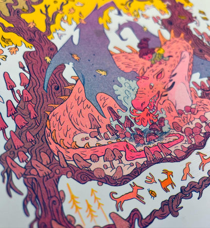 Fall Dragon Riso Print