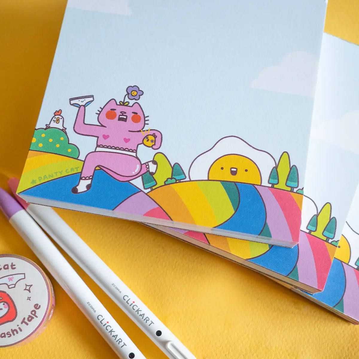 Rainbow Run Panty Cat Memo Pad