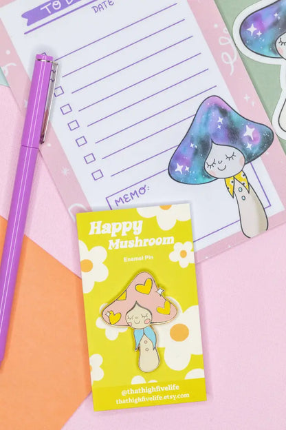 Happy Mushroom Enamel Pin