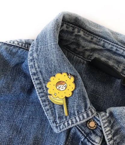 Yellow Happy Flower Enamel Pin