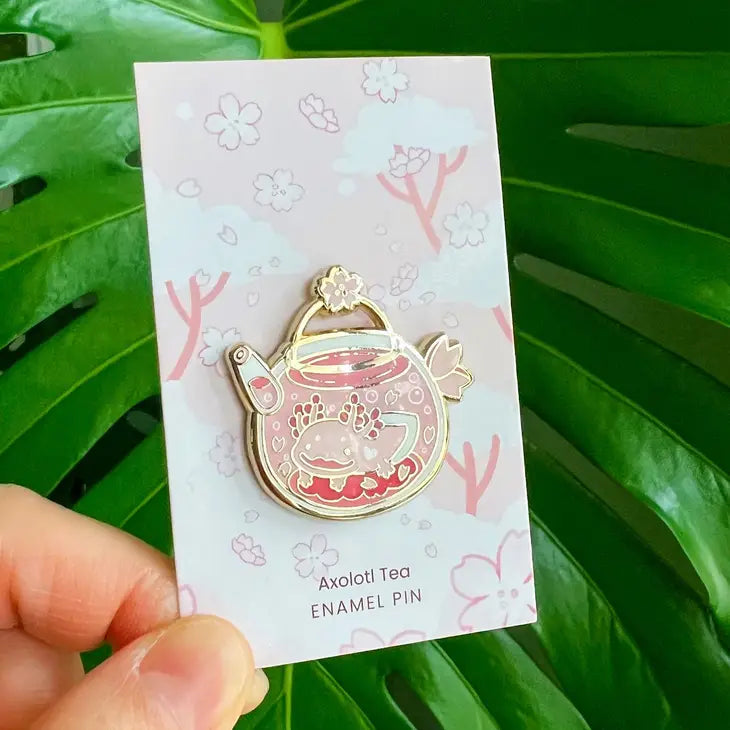 Axolotl Tea Enamel Pin