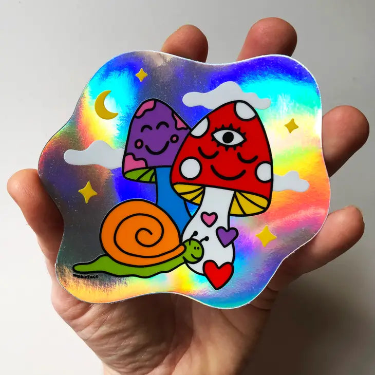 Cosmic Mushrooms Holographic Sticker