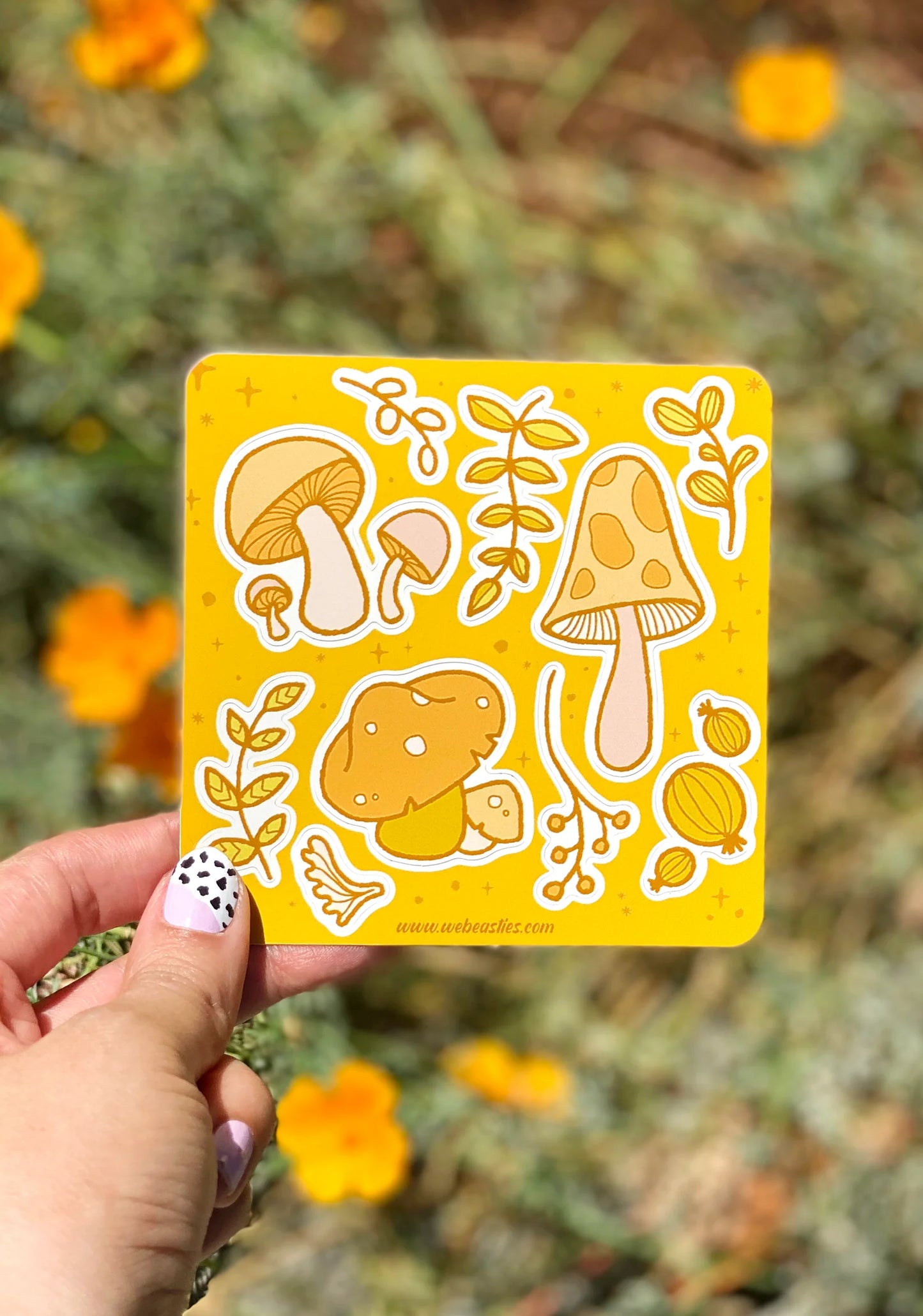 Yellow Mushrooms Sticker Sheet