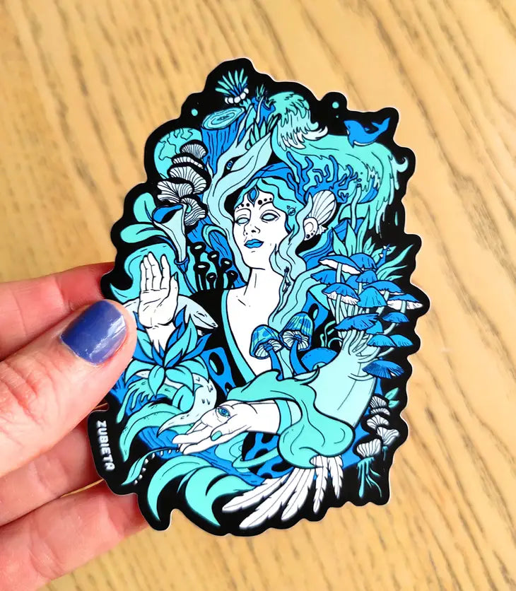 Space Mushroom Goddess Surreal Sticker