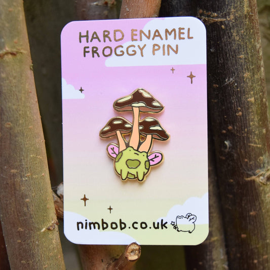 Magic Flying Mushroom Frog Pin