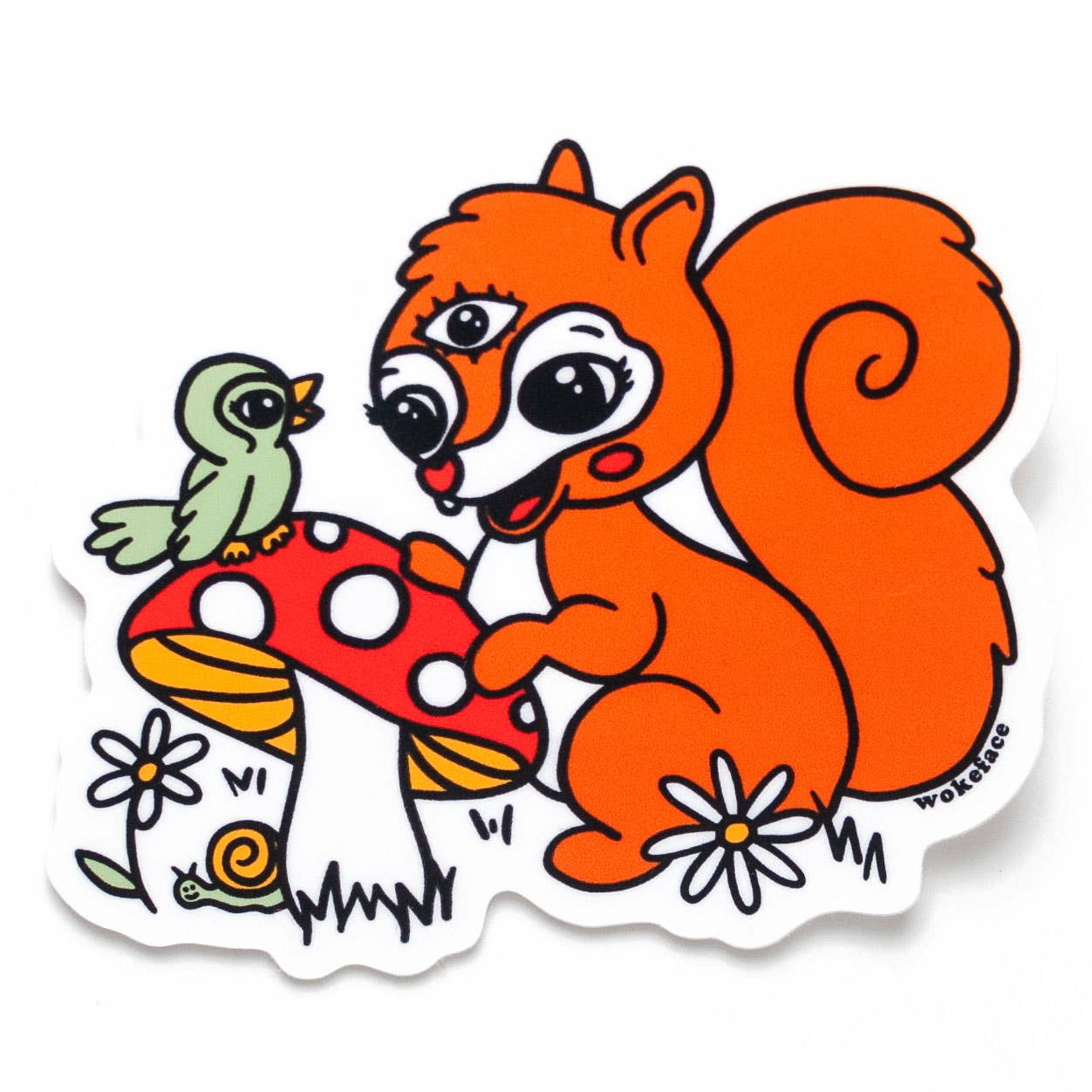 Explore Squirrel Mushroom Bird Sticker