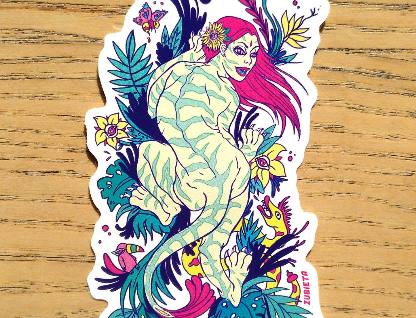 Stay Wild Tiger Woman Sticker