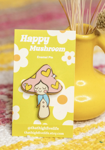 Happy Mushroom Enamel Pin