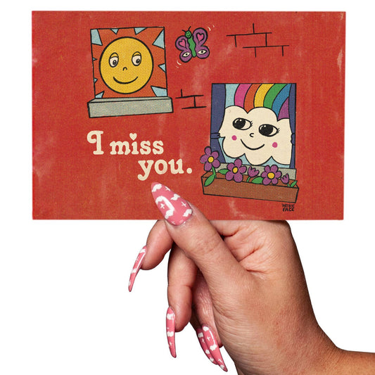 I Miss You Rainbow & Sun Postcard