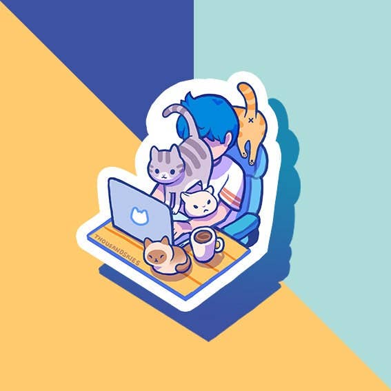 Working from Home with Cats Vinyl Sticker