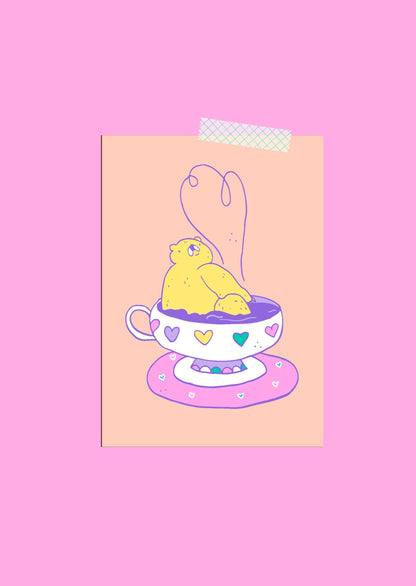 Fancy Bear Tea Card A6 Print