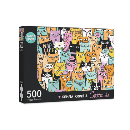 Gemma Correll Cattitude 500 Pieces Jigsaw Puzzle