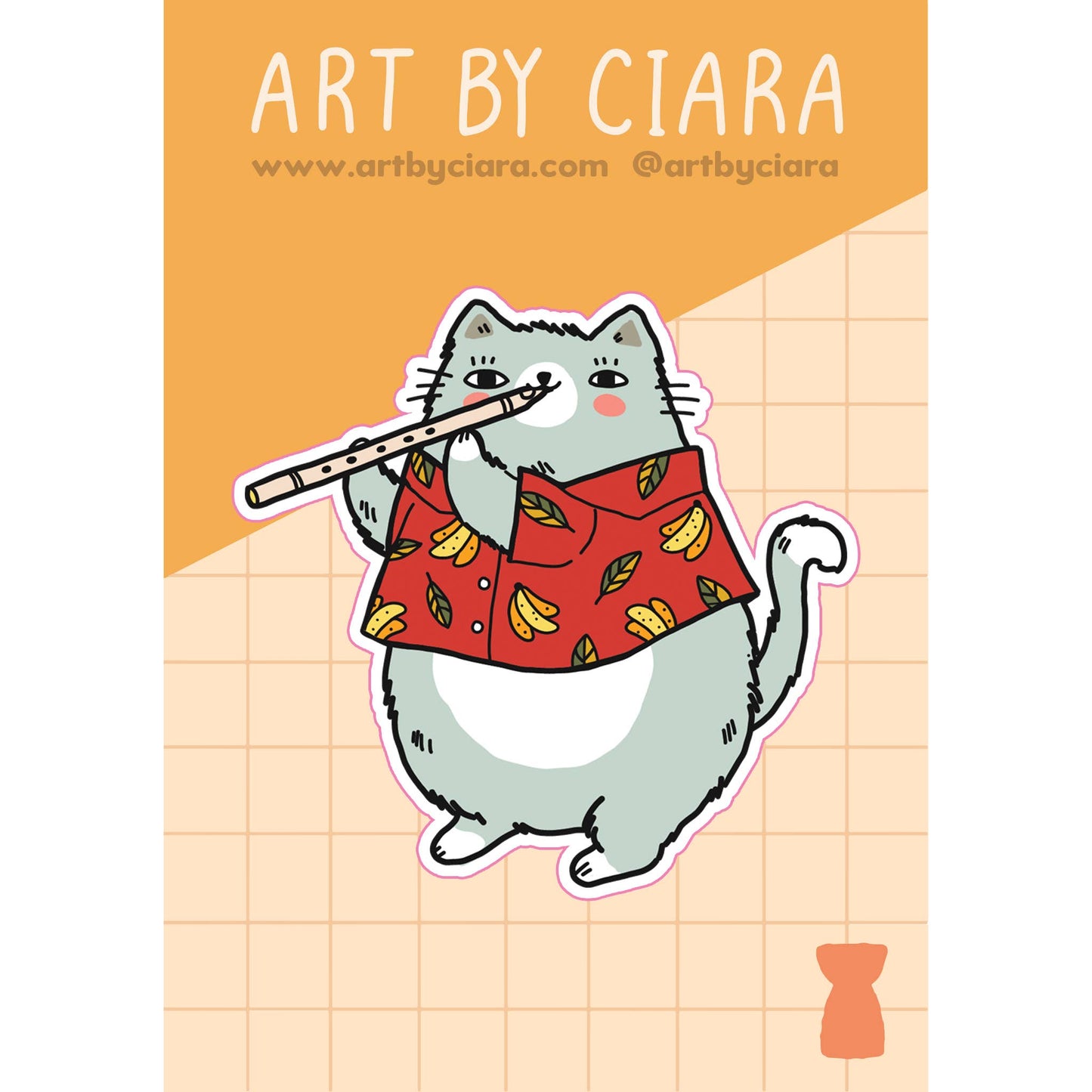 Cat Band Flute Sticker