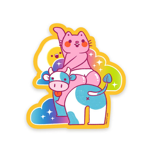 Cow and Panty Cat Vinyl Sticker