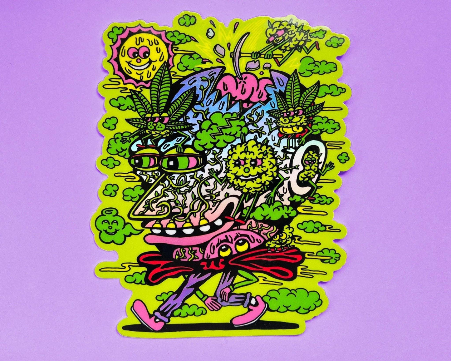 Weed Head XL holographic Sticker