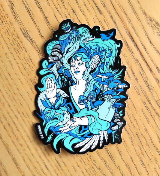 Space Mushroom Goddess Surreal Sticker
